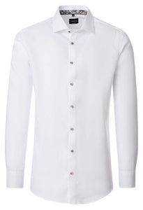 Venti Heren Overhemd Wit met Contrast Oxford Modern Fit ML7