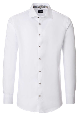 Venti Heren Overhemd Wit met Contrast Oxford Modern Fit ML7