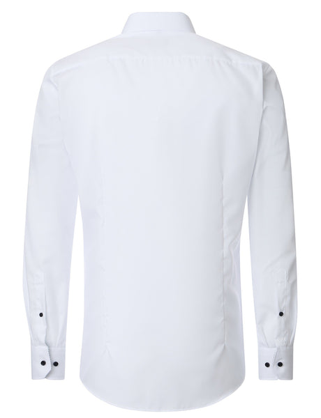 Venti Heren Overhemd Wit met Zwart Contrast Modern Fit ML7 Achterkant