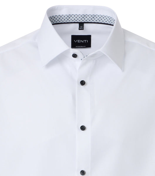 Venti Heren Overhemd Wit met Zwart Contrast Modern Fit ML7 Boord