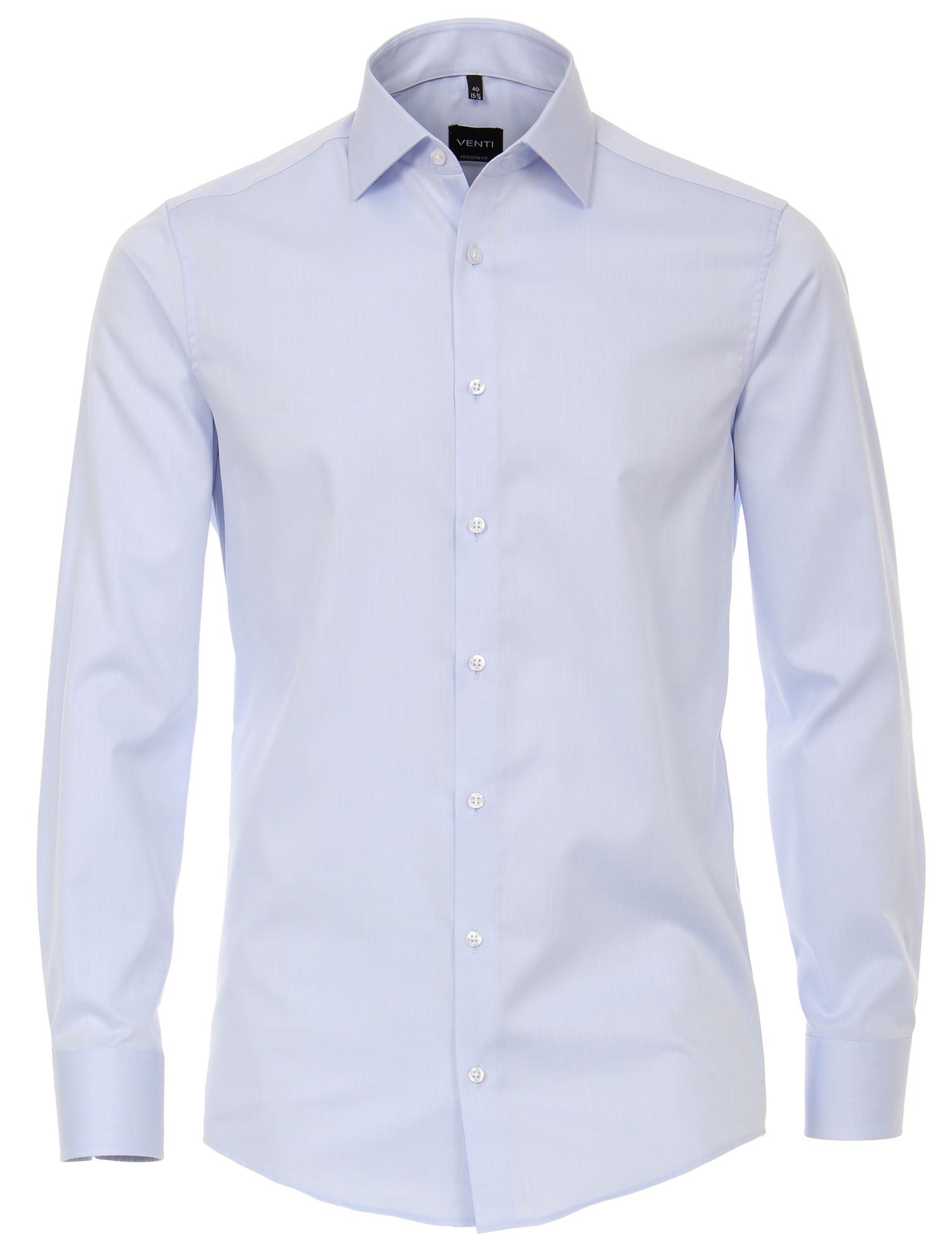 Venti Heren Overhemd Lichtblauw Twill Modern Fit ML7