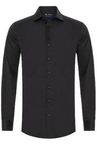 Sleeve7 Heren Overhemd Zwart Widespread Satijn Modern Fit