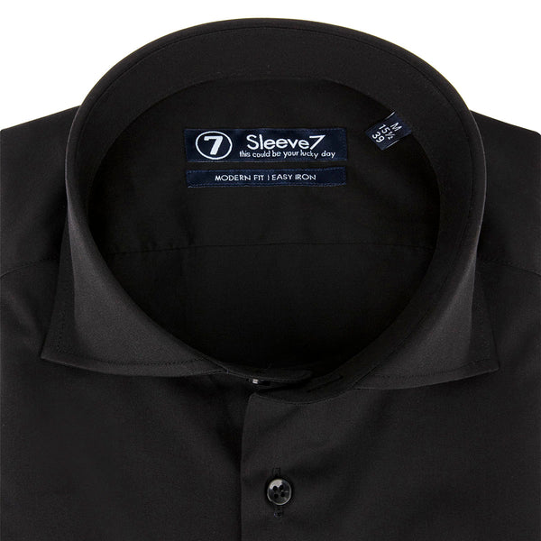 Sleeve7 Heren Overhemd Zwart Widespread Easy Iron Modern Fit