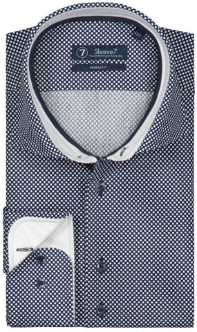 Sleeve7 Heren Overhemd Navy Stip Poplin