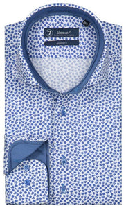 Sleeve7 Heren Overhemd Blauw Wit Met Bloemen Print