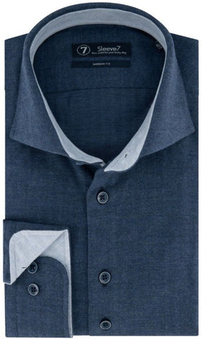 Sleeve7 Heren Overhemd Navy Herringbone Modern Fit