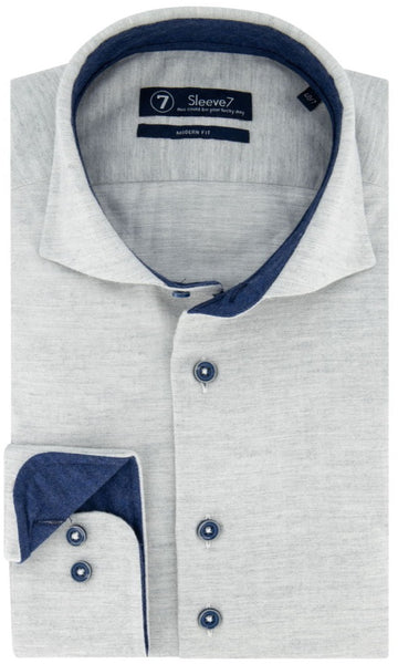 Sleeve7 Heren Overhemd Grijs Herringbone Modern Fit