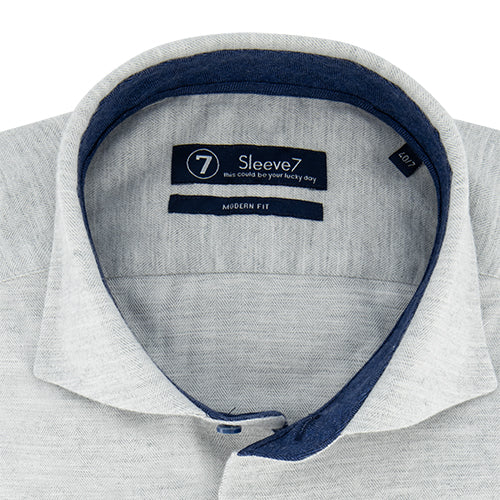 Sleeve7 Heren Overhemd Grijs Herringbone Modern Fit