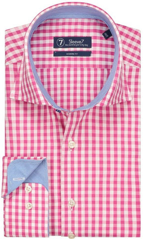 Sleeve7 Heren Overhemd Trendy Roze Ruit
