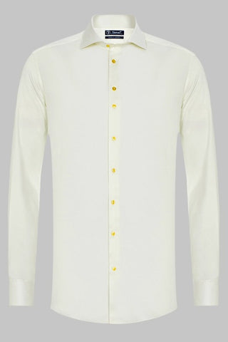 Sleeve7 Heren Overhemd Ecru Widespread Fine Twill Modern Fit