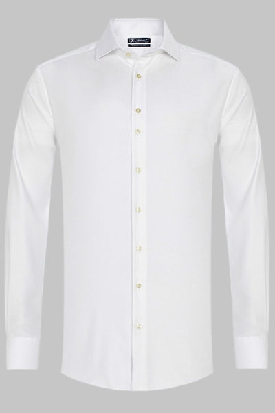 Sleeve7 Heren Overhemd Wit Widespread Heavy Twill Modern Fit
