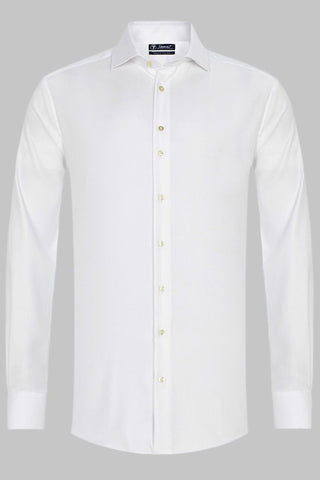 Sleeve7 Heren Overhemd Wit Widespread Heavy Twill Modern Fit