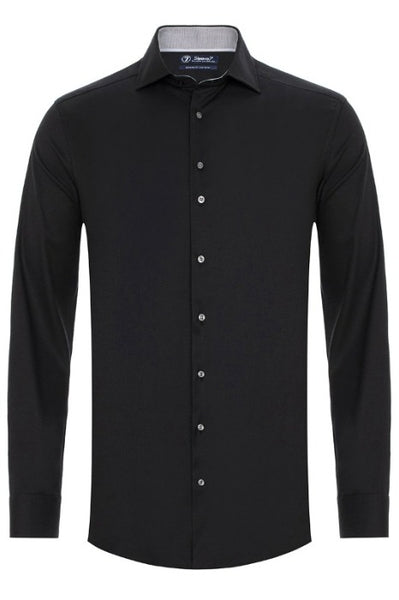 Sleeve7 Heren Overhemd Zwart Widespread Heavy Twill Modern Fit