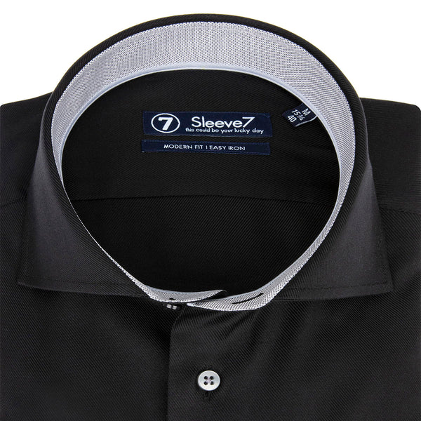 Sleeve7 Heren Overhemd Zwart Widespread Heavy Twill Modern Fit