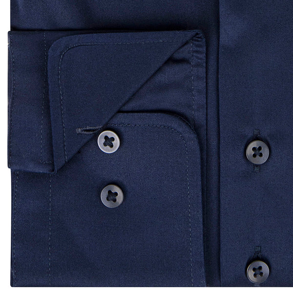 Sleeve7 Heren Overhemd Navy Widespread Satijn Modern Fit
