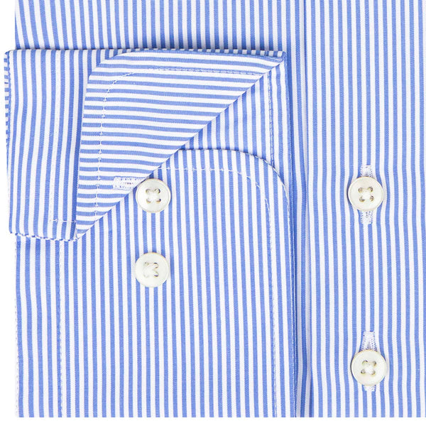 Sleeve7 Heren Overhemd Blauw Gestreept Widespread Poplin Modern Fit