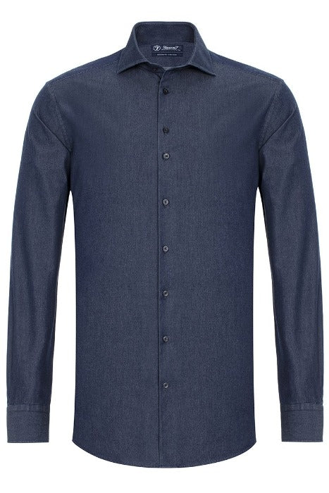 Sleeve7 Heren Overhemd Blauw Denim Extra Lange Mouwen Modern Fit