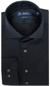 Sleeve7 Heren Overhemd Zwart Twill Modern Fit