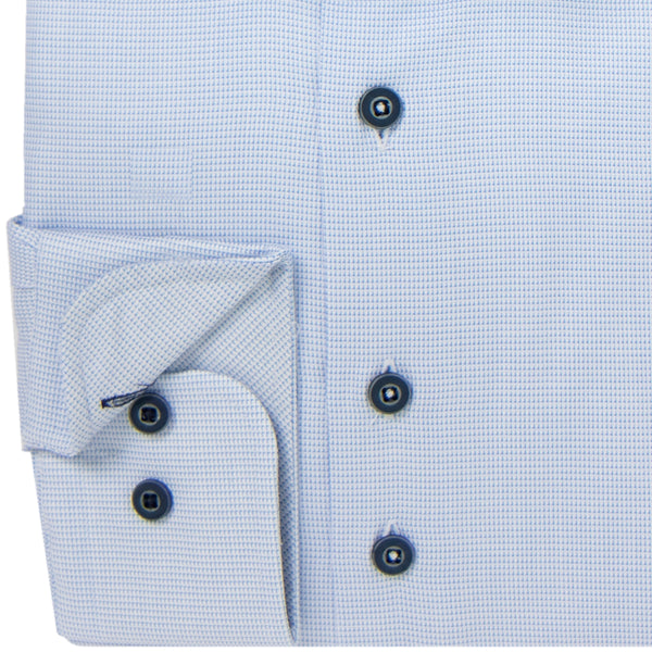 Sleeve7 Heren Overhemd Subtiel Lichtblauw Wit Twill Manchet