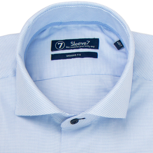 Sleeve7 Heren Overhemd Subtiel Lichtblauw Wit Twill Kraag
