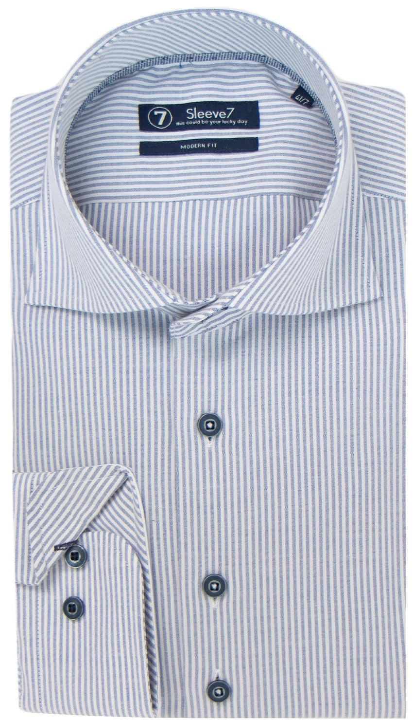 wacht kruising Archeologisch Wit/blauw streep oxford overhemd mouwlengte 7 - Sleeve7 – CJE Fashion
