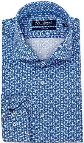 Sleeve7 Heren Overhemd Art Blauw Streep Diagonaal