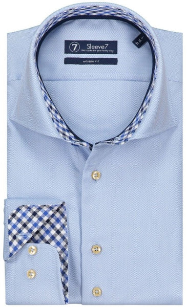 Sleeve7 Overhemd Luxe Visgraat Blauw