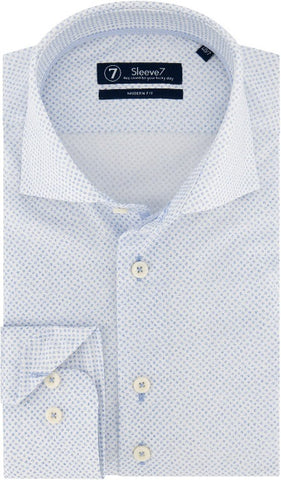 Sleeve7 Heren Overhemd Blauw Zeer Fijne Bloemen Print Modern Fit