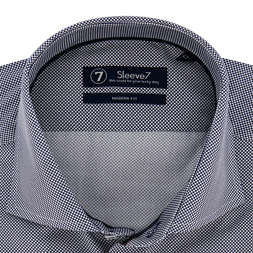 Sleeve7 Heren Overhemd Navy Witte Stippen Print Modern Fit