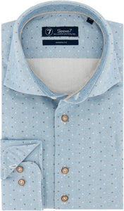 Sleeve7 Heren Overhemd Lichtblauw Flannel Stippen Modern Fit