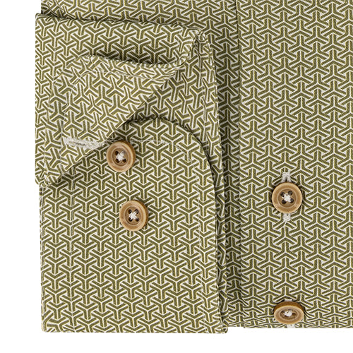 Sleeve7 Heren Overhemd Groen Geometrische Print Modern Fit
