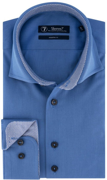 Sleeve7 Heren Overhemd Oceaan Blauw Twill ML7 Widespread Modern Fit