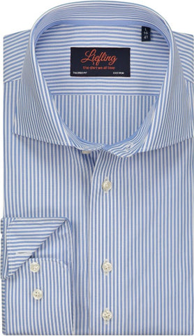 Liefling Heren Overhemd Blauw Penstripe Poplin Cutaway Tailored Fit
