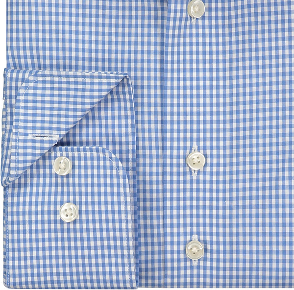 Liefling Heren Overhemd Blauw Ruit Poplin Cutaway Tailored Fit