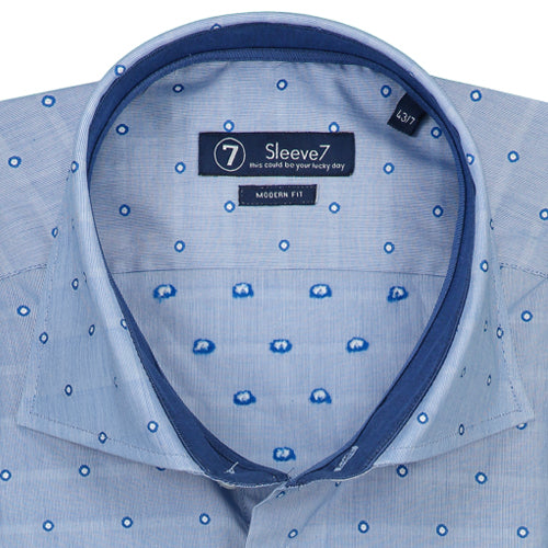 Sleeve7 Overhemd Blauw Geweven Stip