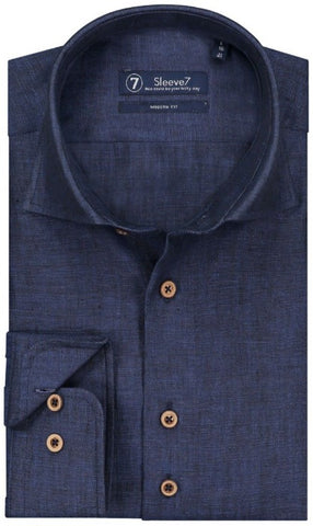 Sleeve7 Overhemd Donkerblauw Linnen Chambray