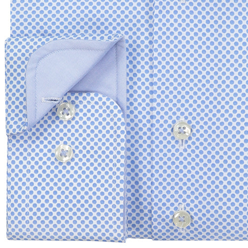 Sleeve7 Overhemd Wit Blauwe Stip Poplin