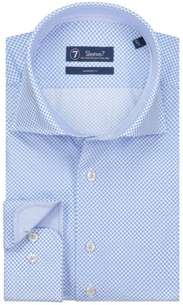 Sleeve7 Overhemd Wit Blauwe Stip Poplin