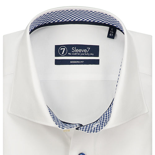Sleeve7 Heren Overhemd Wit Navy Contrast Royal Twill