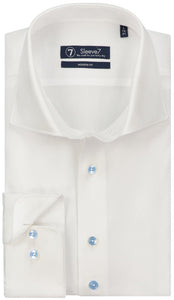 Sleeve7 Heren Overhemd Wit Blauwe Knopen