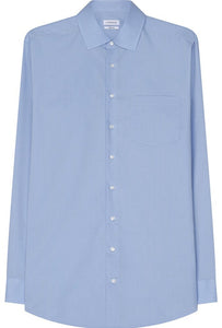Seidensticker Heren Overhemd Blauw Poplin Kent Regular Fit ML7 Extra Lang