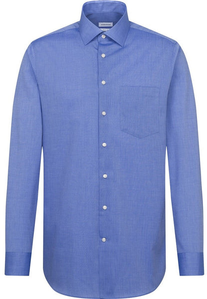Seidensticker Overhemd Blauw Fil-à-fil Kent Regular met Reguliere Mouwlengte