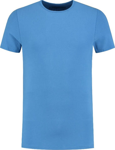ShirtsofCotton Heren T-shirt Blauw Basic Round