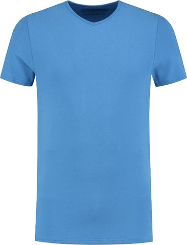 ShirtsofCotton Heren T-shirt Blauw Basic V-hals
