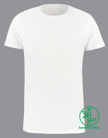 ShirtsofCotton Heren T-shirt Wit Bamboe Basic Round 2-Pack