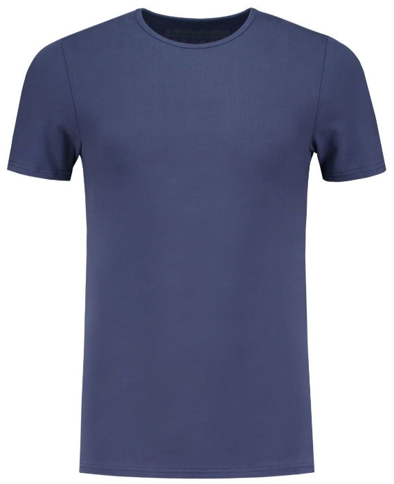 ShirtsofCotton Heren T-shirt Navy Basic Round 2-Pack