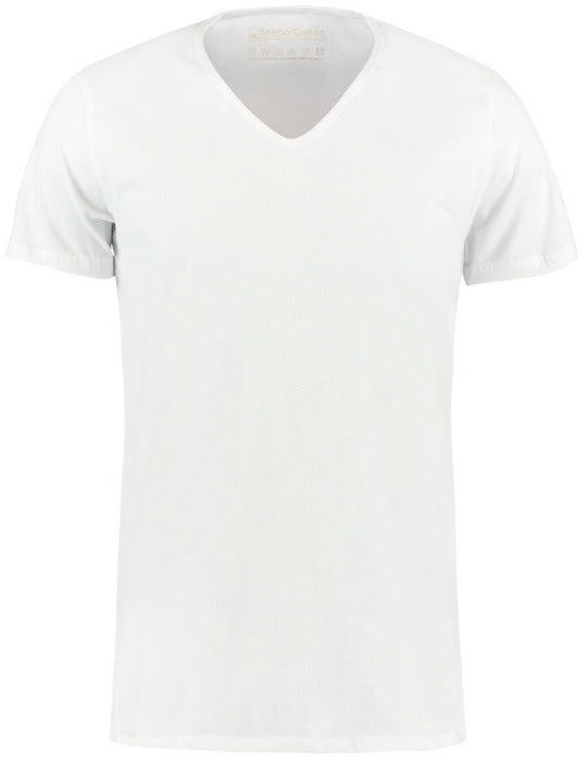 ShirtsofCotton Heren T-shirt Wit Diepe V-hals 2-Pack
