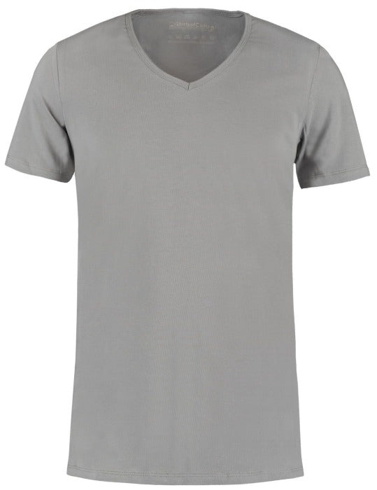 ShirtsofCotton Heren T-shirt Grijs Diepe V-hals 2-Pack
