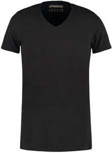 ShirtsofCotton Heren T-shirt Zwart Diepe V-hals 2-Pack