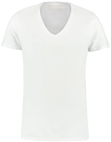 ShirtsofCotton Heren T-shirt Wit Extra Diepe V-hals 2-Pack